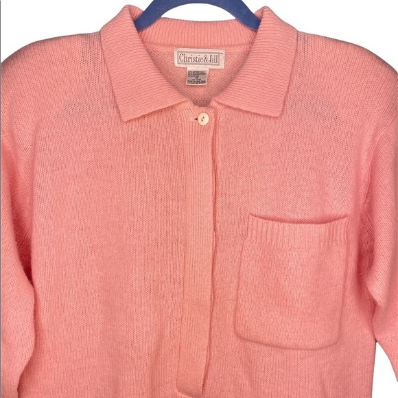 Vintage Christie Jill Pull-On Sweater Powder Pink Medium Lambswool Angora Blend - Picture 2 of 8